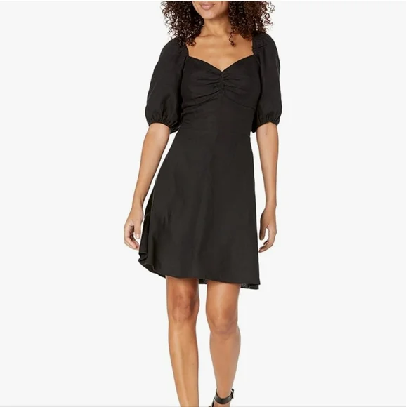 black linen dress styling The Linen A-Line Midi Dress